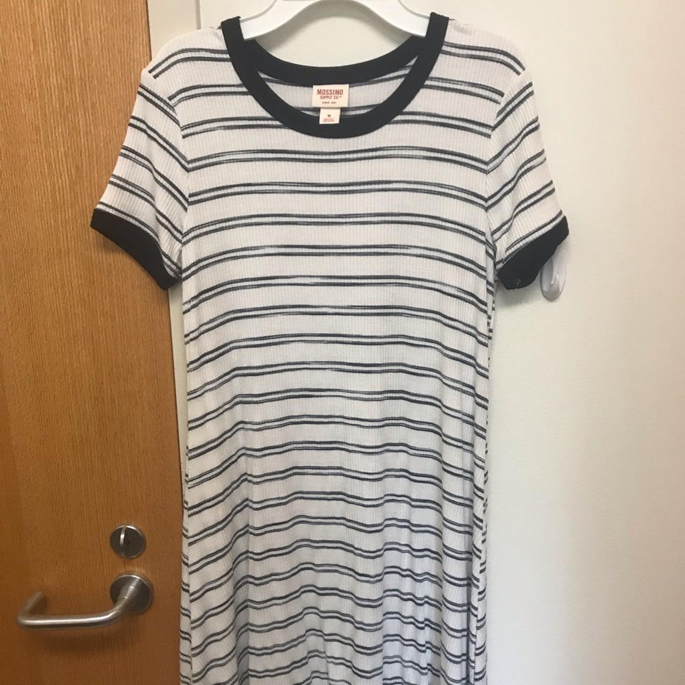 Black and white striped t-shirt dress
